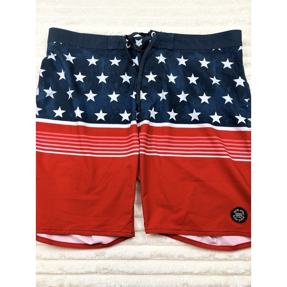 Ron Jon Surf American Flag Print Patriotic Board Shorts Swim Trunk Men 36 Travel